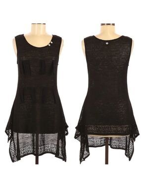 CATY LESCA Lagenlook Boho Crochet Tunic Top S